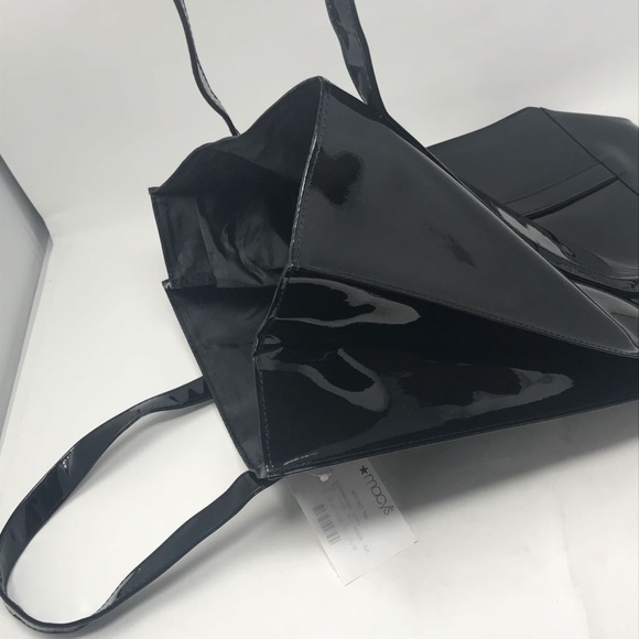 Twelve NYC Black Patent Leather Tote Handbag Purse - Picture 6 of 7